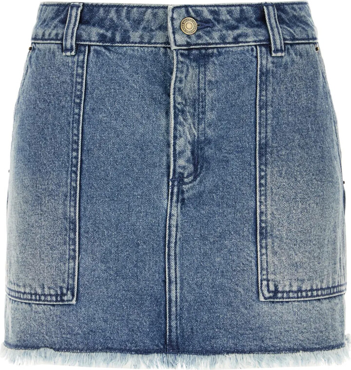 Michael Kors Frayed Denim Mini Skirt