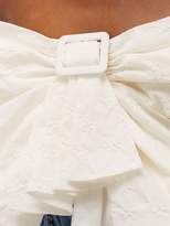 Thumbnail for your product : ATTICO Bow-front Strapless Cotton-blend Cloque Top - Womens - White