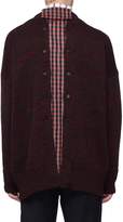 Thumbnail for your product : Delada Detachable gingham check back panel unisex wool cardigan