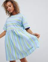 Thumbnail for your product : ASOS Design DESIGN smock dress in cut about stripe
