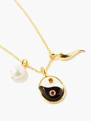 Lizzie Fortunato Yin Yang Oasis Pearl & Gold-vermeil Necklace - Black White