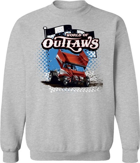 Woo WooMen'sWolrdOfOutlawsStarburstBlackFlagLongSleeveGraphicCottonPulloverSweatshirt-SportGreyM