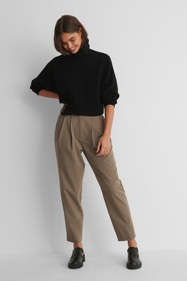 taupe cropped trousers