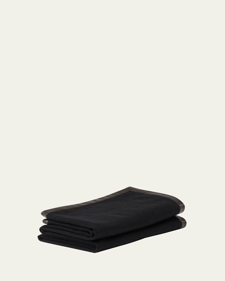Alonpi Salon Leather Trimmed Cashmere Throw Blanket