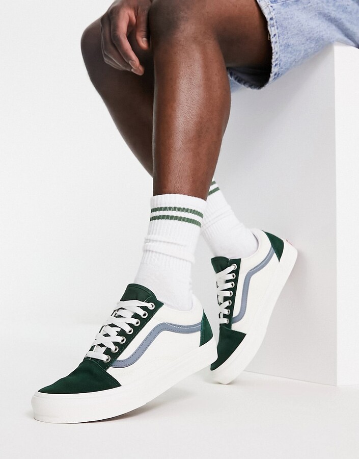Vans SK8-Hi Varsity Canvas sneakers in white and teal - ShopStyle
