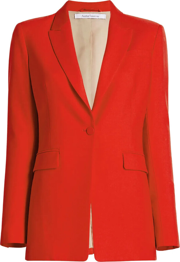 ANOTHER TOMORROW Single-Breasted Merino Wool Blazer