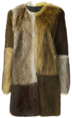Vera Wang colour block fur coat