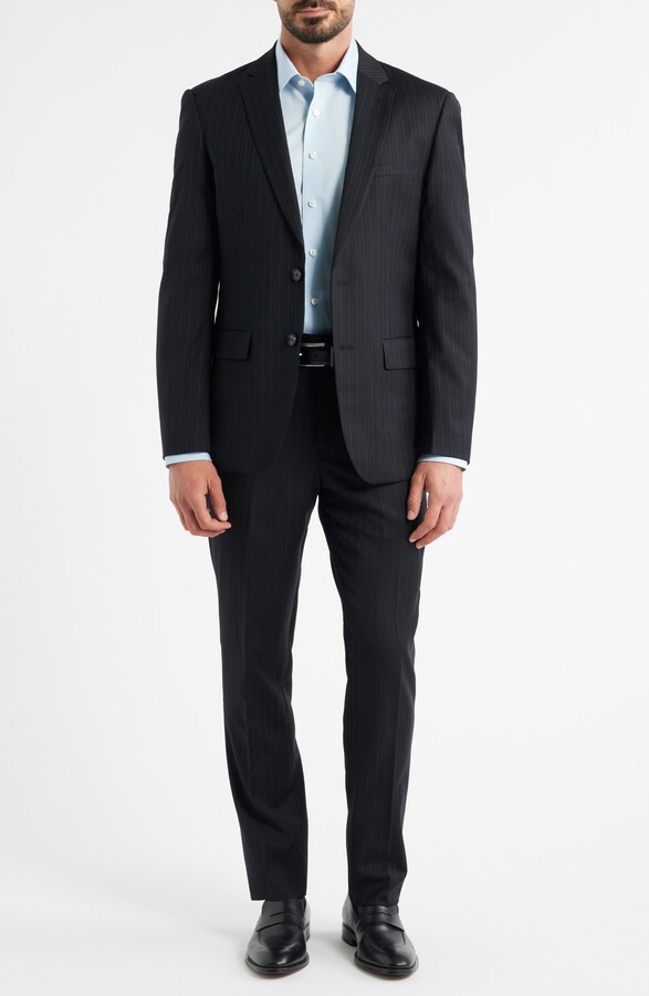 Daniel Hechter Modern Fit Black Pinstripe Wool Suit