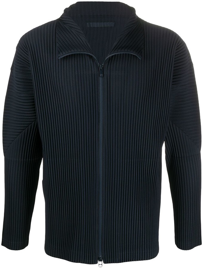 Homme Plissé Issey Miyake Funnel-Neck Ribbed Jacket - ShopStyle Outerwear