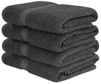 Utopia Towels Cotton Bath Towels Luxury Soft Grey 600 GSM 4 Pack Set 27 x 54"