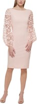Thumbnail for your product : Eliza J Petite 3D Floral-Sleeve Sheath Dress