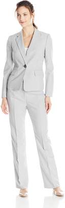 Le Suit LeSuit Womens The Hamptons Striped 2PC Pant Suit B/W 8