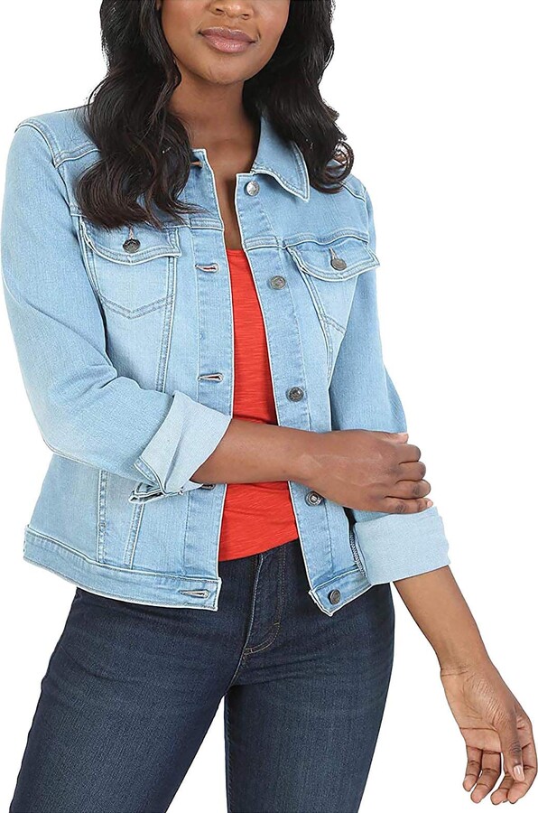 FTRGHNY Jean Jacket Women Long Sleeve Slim Short Fitted Denim Jackets Coat Light  Blue - ShopStyle