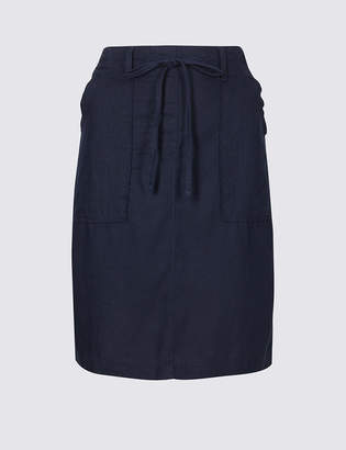 M&S Collection Linen Rich Elasticated Waist Mini Skirt
