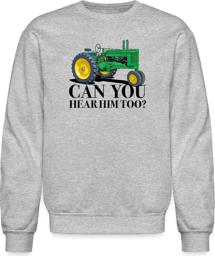 Spreadshirt Vintage Green Tractor Can You Hear Him? Crewneck Sweatshirt