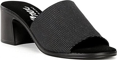 Onex Rebecca Iridescent Fabric Banded Block Heel Slip-On Sandals