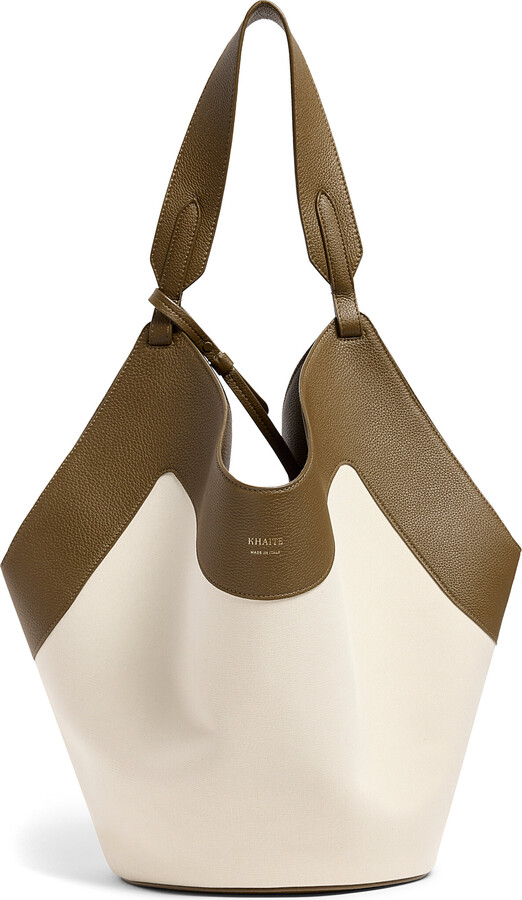 KHAITE Lotus Medium Canvas-Leather Tote Bag