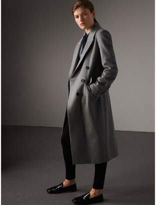 Burberry Ruffle Detail Wool Cashmere Tailored Coat
