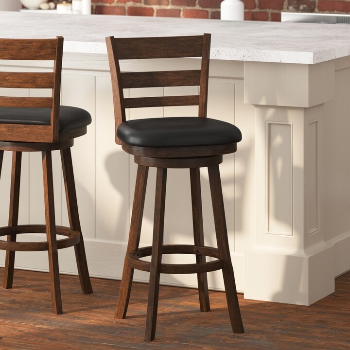 Taylor & Logan Ladderback Wooden Bar Height Stool with Upholstered Seat