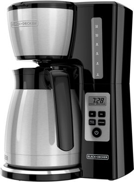 Black & Decker BLACK+DECKER 12 Cup Thermal Programmable Coffee Maker With Brew Strength And VORTEX Technology, Black/Steel