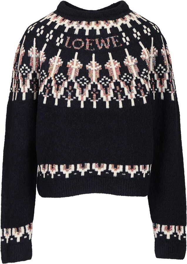 Loewe Wool Blend Sweater Knitwear Blue