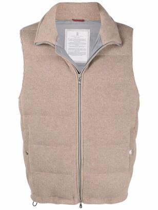 Brunello Cucinelli Ribbed Knit Padded Gilet