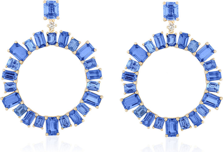 Goshwara Limited Edition 18K Yellow Gold Sapphire Hoop Earring