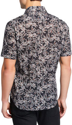 Culturata Men's Soft-Touch Floral-Print Button-Down Cotton Shirt