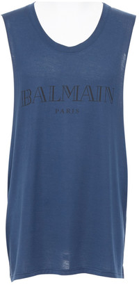 Balmain Blue Cotton T-shirts