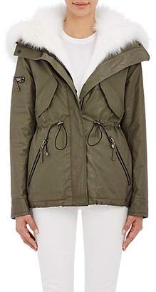 SAM. Women's Fur-Lined Hooded Jacket - Army, Wht
