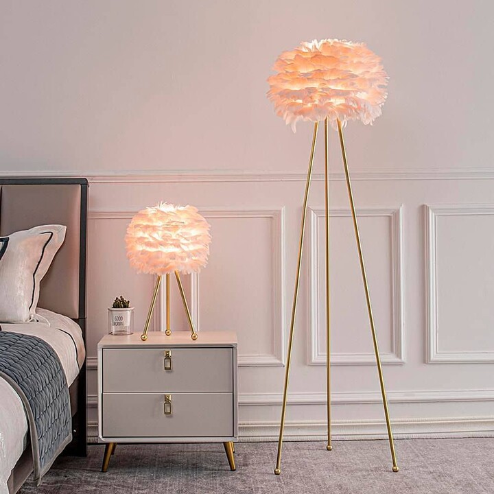 Maxax 60 in. Gold Traditional 1-Light Tripod Living Room Bedroom Reading Standing up Floor Lamp Corner Tall Lights