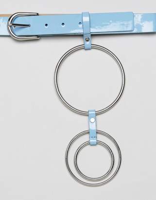 ASOS Patent Waist & Hip Belt With Multi Circle Rings