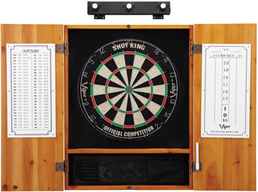 Viper Shot King Sisal Dartboard, Metropolitan Oak Cabinet & Shadow Buster Dartboard Lights