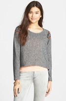 Thumbnail for your product : Paper Crane Print Back Crop Sweater (Juniors)