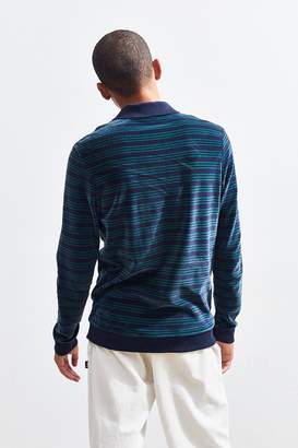 Lacoste Relaxed Fit Striped Velour Long Sleeve Polo Shirt