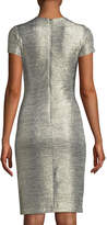Thumbnail for your product : Alice + Olivia Delora Fitted Metallic Short-Sleeve Cocktail Dress