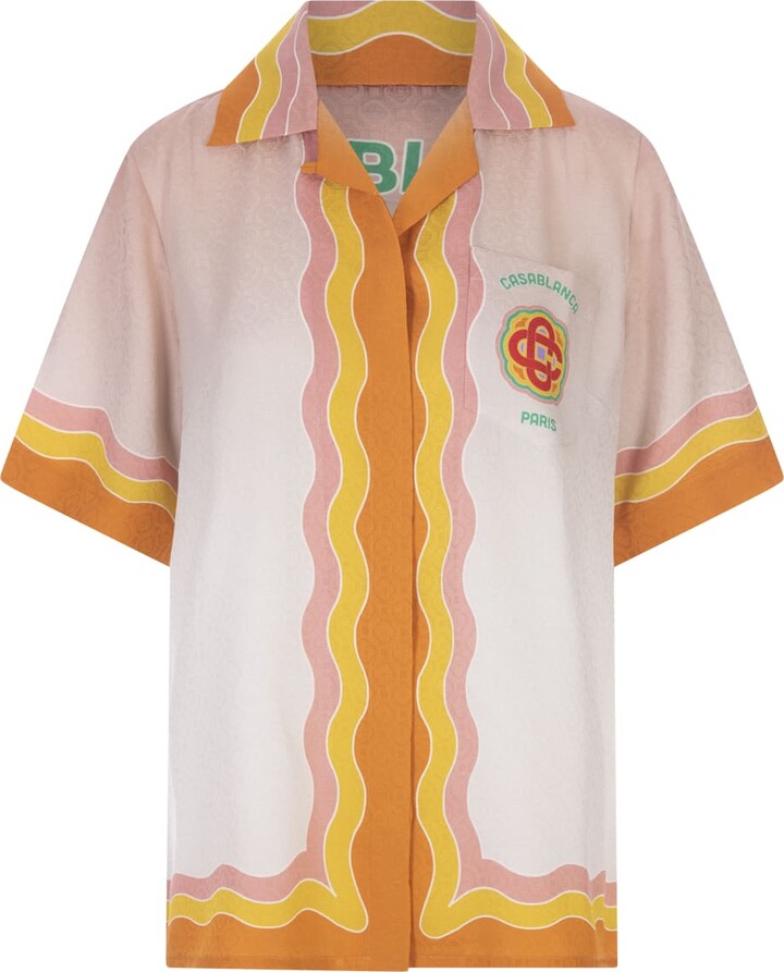 Casablanca Rainbow Monogram Silk Short Sleeve Shirt - ShopStyle Tops