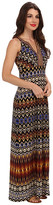 Thumbnail for your product : Donna Morgan Printed V-Neck Maxi with Beaded Neckline