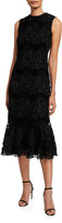 Thumbnail for your product : Shoshanna Bolton High-Neck Sleeveless Floral Lace Midi Dress
