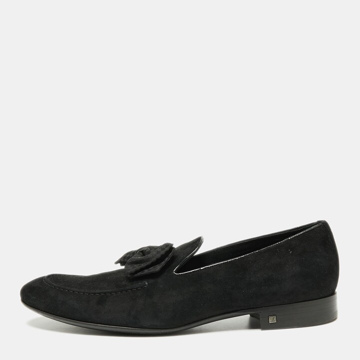 Louis Vuitton x Supreme Black Leather Hugh Flat Slippers Size 39 - ShopStyle