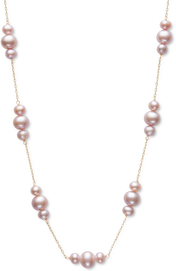 $18 Stephan Opaque Pinkish White Briolette Beaded Waterfall Statement Necklace 