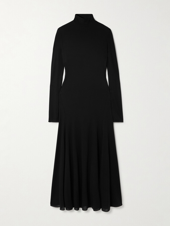 Alaia Open-back Jersey Turtleneck Midi Dress - Black