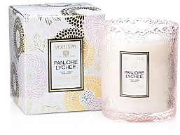 Voluspa Japonica Panjore Lychee Embossed Glass Scalloped Edge Candle
