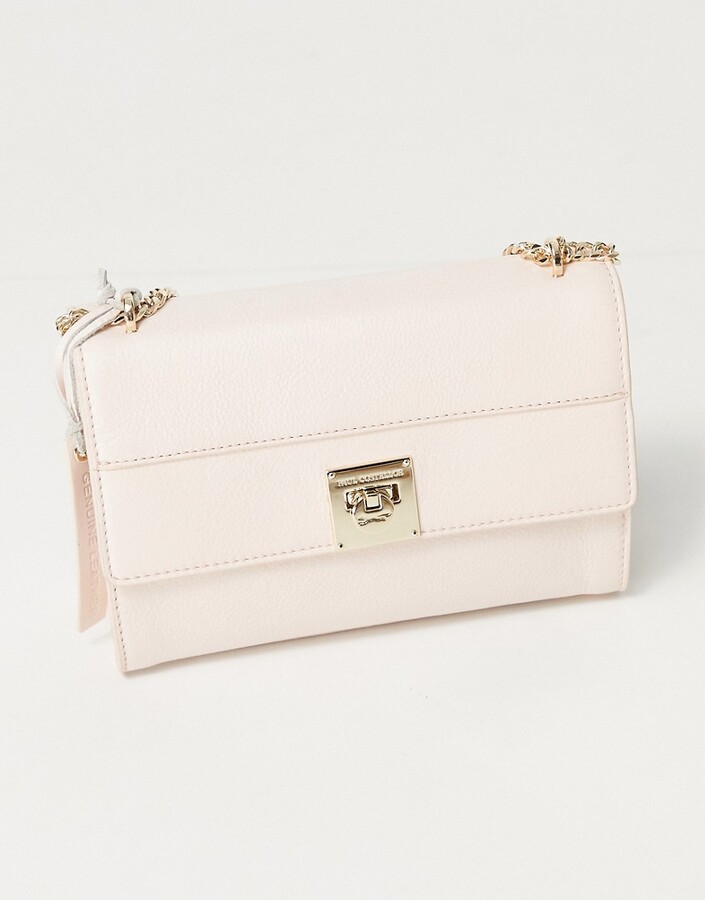 Paul Costelloe leather shoulder bag with gold chain and turn lock in