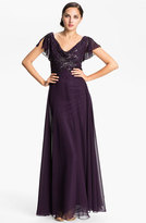 Thumbnail for your product : J Kara Women's Embellished Drape Bodice Chiffon Gown, Size 14 - Purple
