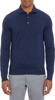 Thumbnail for your product : Isaia Cashmere Long-Sleeve Polo Shirt-Blue
