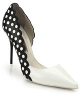 Thumbnail for your product : Webster Sophia Mika Polka Dot-Paneled Patent Leather D'Orsay Pumps