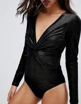 Thumbnail for your product : Miss Selfridge Glitter Twist Front Body