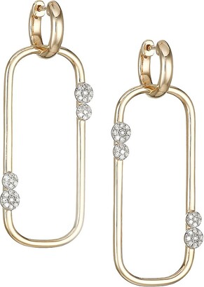 Phillips House Infinity 14K Yellow Gold & Diamond Long Box-Link Huggie Earrings
