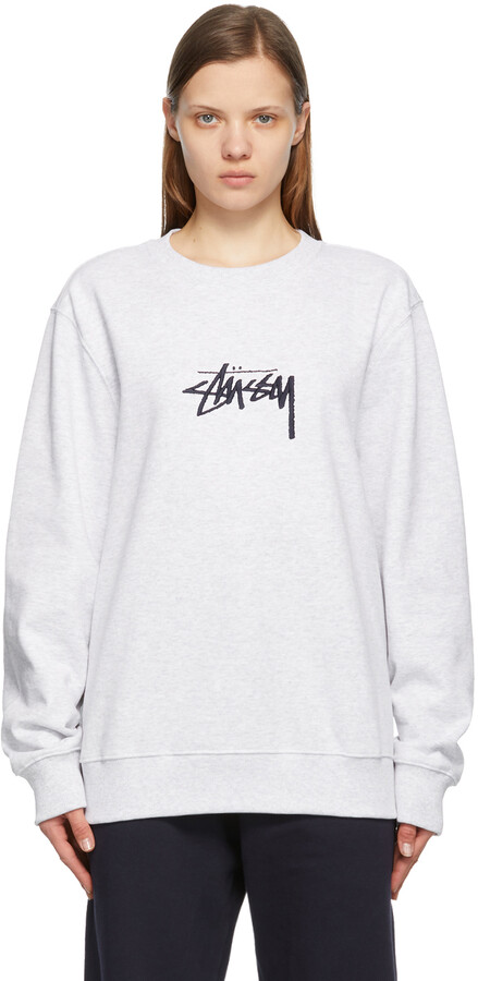 Stussy Grey Embroidered Stock Sweatshirt - ShopStyle